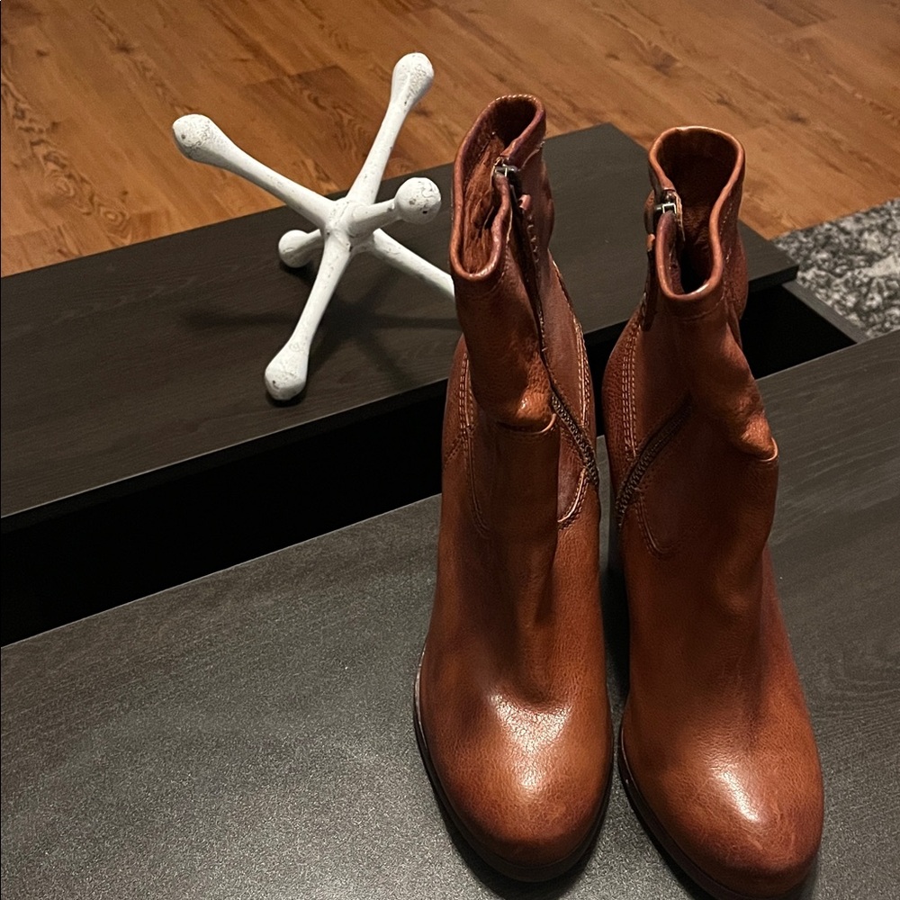 Frye! Cognac Leather Heeled Boots